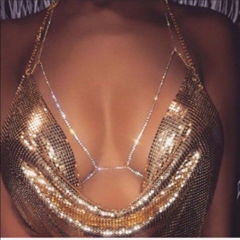 New! Rhinestone Body Chain - Picture 2 of 10